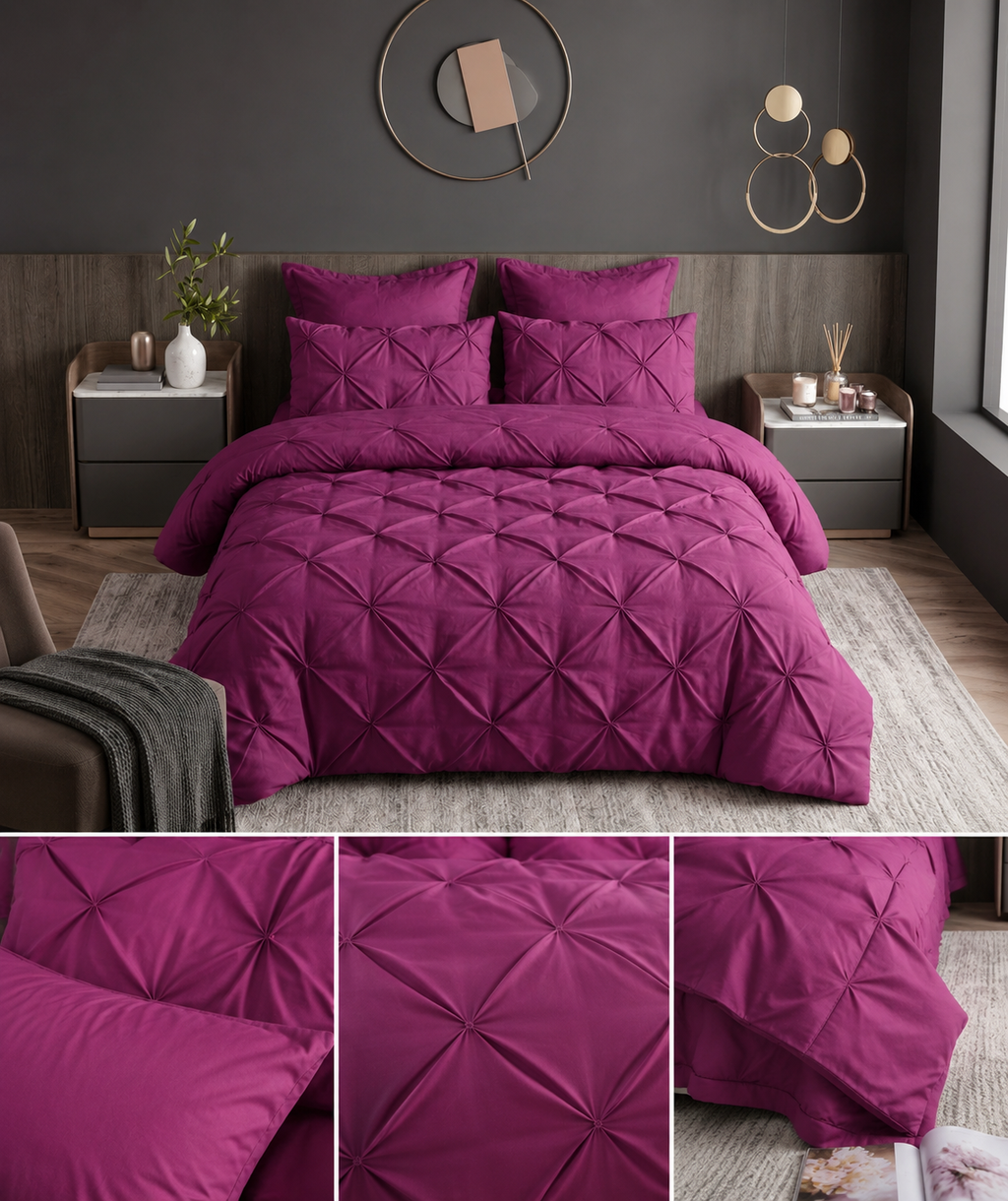 Lenjerie de pat, 6 piese, 100% BUMBAC, 200x230 cm, bordo