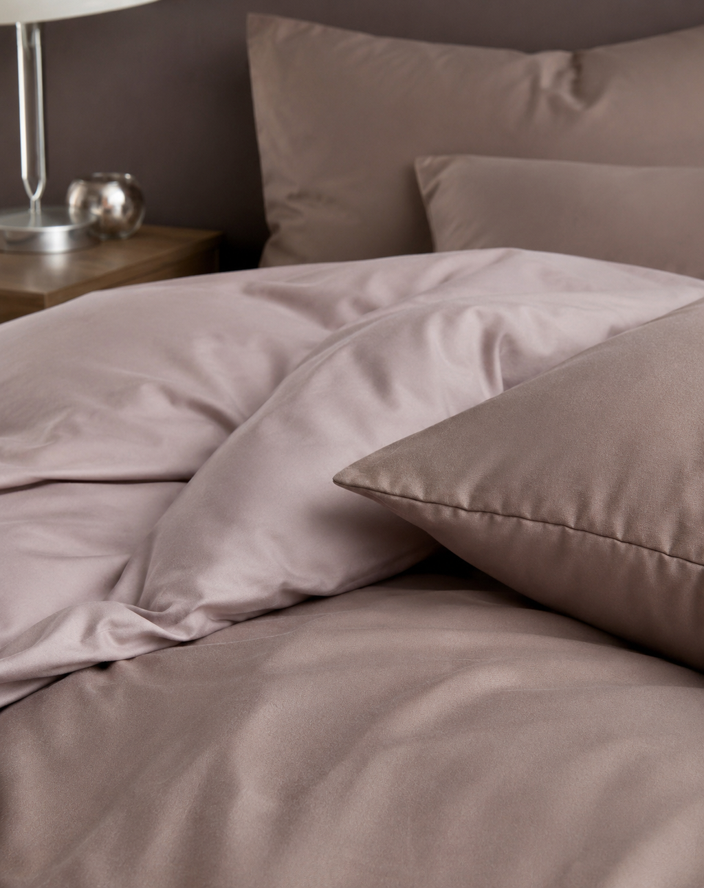 Lenjerie de pat, 6 piese, 200x230 cm, 70%BUMBAC, maro