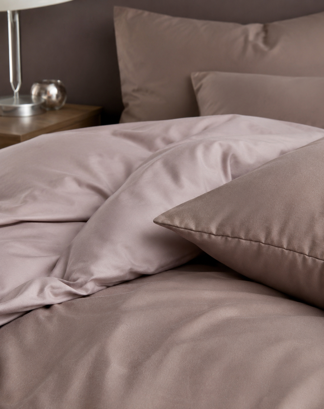 Lenjerie de pat, 6 piese, 200x230 cm, 70%BUMBAC, maro