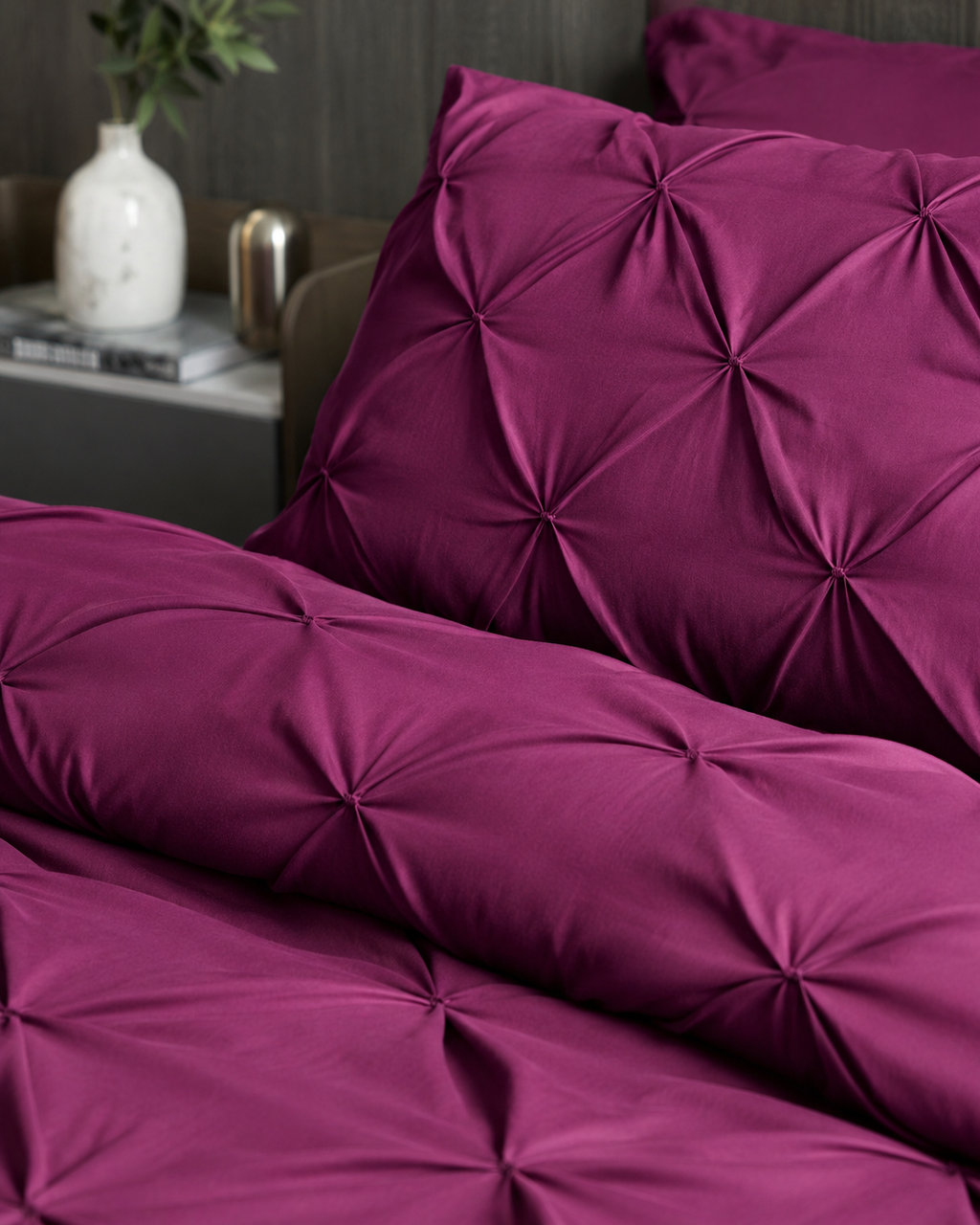 Lenjerie de pat, 6 piese, 100% BUMBAC, 200x230 cm, bordo