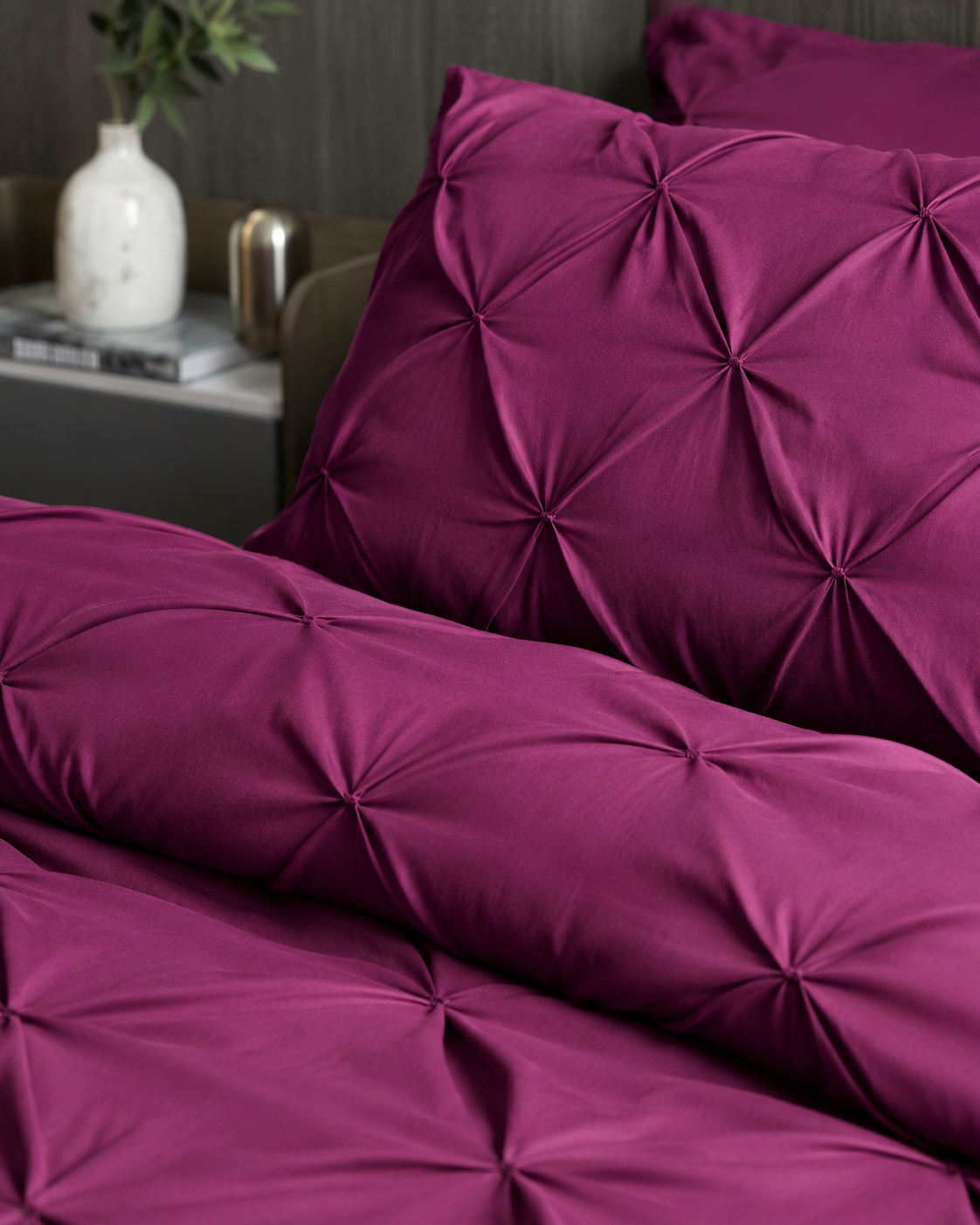 Lenjerie de pat, 6 piese, 100% BUMBAC, 200x230 cm, bordo